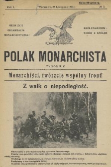 Polak Monarchista : tygodnik. R. 1, 1926, nr 3