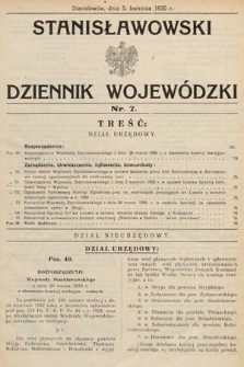 Stanisławowski Dziennik Wojewódzki. 1930, nr 7