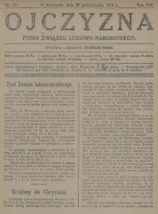 Ojczyzna : pismo Związku Ludowo-Narodowego. 1919, nr 22