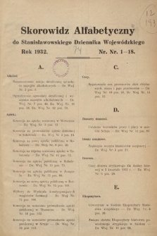Stanisławowski Dziennik Wojewódzki. 1932, skorowidz alfabetyczny