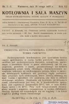 Kotłownia i Sala Maszyn : organ Stowarzyszenia Dozoru Kotłów w Warszawie. R.7, 1933, nr 1-2