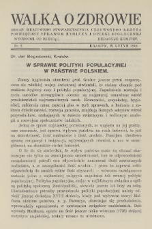 Walka o Zdrowie : organ Krajowego Stowarzyszenia Czerwonego Krzyża, poświęcony sprawom hygieny i opieki społecznej. 1918, nr 2