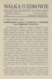 Walka o Zdrowie : organ Krajowego Stowarzyszenia Czerwonego Krzyża, poświęcony sprawom hygieny i opieki społecznej. 1918, nr 4
