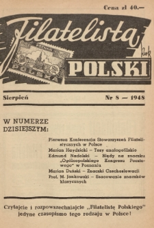 Filatelista Polski : miesięcznik poświęcony filatelistyce w Polsce. 1948, nr 8
