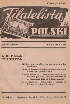 Filatelista Polski : miesięcznik poświęcony filatelistyce w Polsce. 1948, nr 10