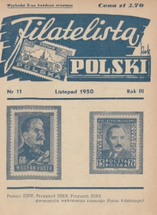 Filatelista Polski : miesięcznik poświęcony filatelistyce w Polsce. 1950, nr 11