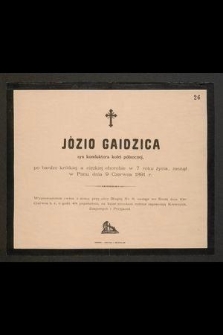 Józio Gaidzica, syn konduktora kolei północnej [...] w 7 roku życia zasnął w Panu, dnia 9 czerwca 1891 r.