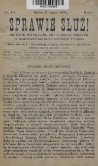 Sprawie Służ! : okólnik miesięczny Kieleckiego Związku Stowarzyszeń Polskiej Młodzieży Żeńskiej. 1925, nr 1-2