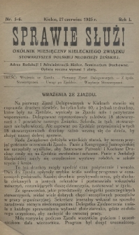 Sprawie Służ! : okólnik miesięczny Kieleckiego Związku Stowarzyszeń Polskiej Młodzieży Żeńskiej. 1925, nr 5-6
