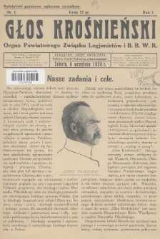 Głos Krośnieński : organ Powiatowego Związku Legjonistów i B. B. W. R. 1928, nr 1