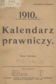 Kalendarz Prawniczy. 1910