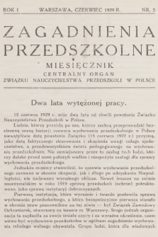 Zagadnienia Przedszkolne : centralny organ Związku Nauczycielstwa Przedszkoli w Polsce. R.1, 1929, nr 5