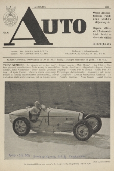 Auto : organ Automobilklubu Polski oraz klubów afiljowanych = organe officiel de l'Automobilklub Polski et des clubs affiliés. [R.12], 1933, nr 6