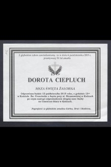 Z głębokim żalem zawiadamiamy, że w dniu 6 października 2015 r. przeżywszy 51 lat zmarła Dorota Ciepluch […]