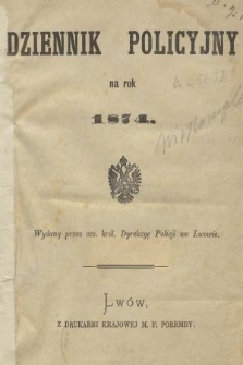 Dziennik Policyjny. 1874, № 1