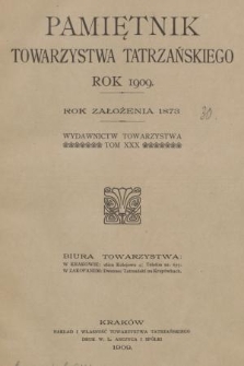 Pamiętnik Towarzystwa Tatrzańskiego. T.30 (1909)