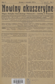 Nowiny Akuszeryjne : organ Związku Zawodowego Położnych z siedzibą w Poznaniu. R.2, 1929, nr 1