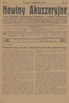 Nowiny Akuszeryjne : organ Związku Zawodowego Położnych z siedzibą w Poznaniu. R.2, 1929, nr 11