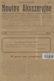 Nowiny Akuszeryjne : organ Związku Zawodowego Położnych z siedzibą w Poznaniu. R.4, 1930, nr 1