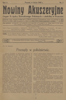 Nowiny Akuszeryjne : organ Związku Zawodowego Położnych z siedzibą w Poznaniu. R.4, 1930, nr 2