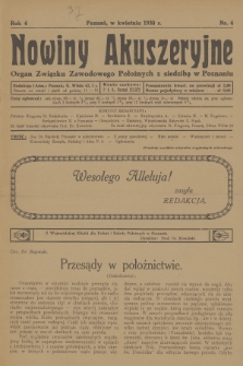 Nowiny Akuszeryjne : organ Związku Zawodowego Położnych z siedzibą w Poznaniu. R.4, 1930, nr 4