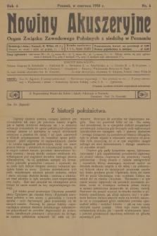 Nowiny Akuszeryjne : organ Związku Zawodowego Położnych z siedzibą w Poznaniu. R.4, 1930, nr 6