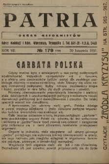 Patria : organ inteligencji pracującej. R. 8, 1931, nr 179