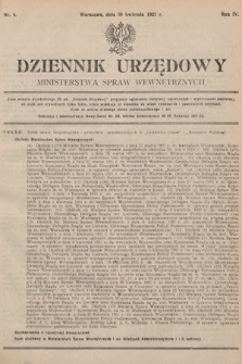 Dziennik Urzędowy Ministerstwa Spraw Wewnętrznych. 1921, nr 4