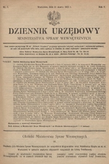 Dziennik Urzędowy Ministerstwa Spraw Wewnętrznych. 1922, nr 3