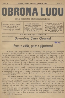 Obrona Ludu : organ Stronnictwa Chrześcijańsko-Ludowego. R.1, 1898, nr 2