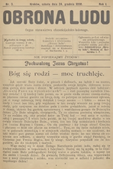 Obrona Ludu : organ Stronnictwa Chrześcijańsko-Ludowego. R.1, 1898, nr 3