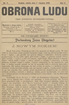 Obrona Ludu : organ Stronnictwa Chrześcijańsko-Ludowego. R.2, 1899, nr 4