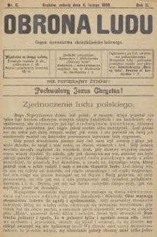 Obrona Ludu : organ Stronnictwa Chrześcijańsko-Ludowego. R.2, 1899, nr 6