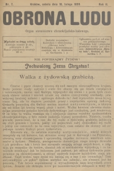 Obrona Ludu : organ Stronnictwa Chrześcijańsko-Ludowego. R.2, 1899, nr 7