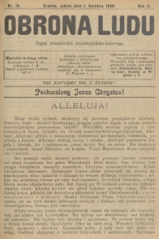 Obrona Ludu : organ Stronnictwa Chrześcijańsko-Ludowego. R.2, 1899, nr 10