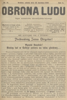 Obrona Ludu : organ Stronnictwa Chrześcijańsko-Ludowego. R.2, 1899, nr 12