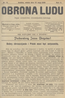 Obrona Ludu : organ Stronnictwa Chrześcijańsko-Ludowego. R.2, 1899, nr 14
