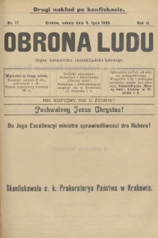 Obrona Ludu : organ Stronnictwa Chrześcijańsko-Ludowego. R.2, 1899, nr 17 - drugi nakład po konfiskacie