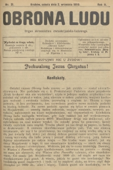 Obrona Ludu : organ Stronnictwa Chrześcijańsko-Ludowego. R.2, 1899, nr 21