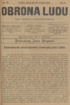 Obrona Ludu : organ Stronnictwa Chrześcijańsko-Ludowego. R.2, 1899, nr 23
