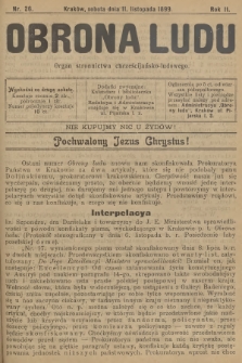 Obrona Ludu : organ Stronnictwa Chrześcijańsko-Ludowego. R.2, 1899, nr 26