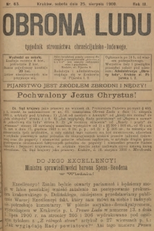 Obrona Ludu : tygodnik Stronnictwa Chrześcijańsko-Ludowego. R.3, 1900, nr 63