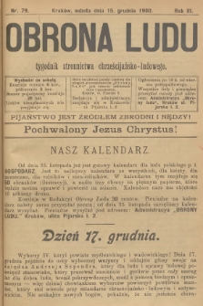 Obrona Ludu : tygodnik Stronnictwa Chrześcijańsko-Ludowego. R.3, 1900, nr 79