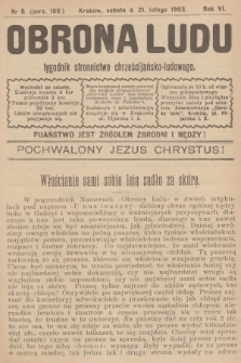 Obrona Ludu : tygodnik Stronnictwa Chrześcijańsko-Ludowego. R.6, 1903, nr 8