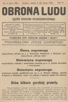Obrona Ludu : tygodnik Stronnictwa Chrześcijańsko-Ludowego. R.6, 1903, nr 9
