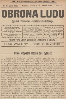 Obrona Ludu : tygodnik Stronnictwa Chrześcijańsko-Ludowego. R.6, 1903, nr 11 - po konfiskacie nakład drugi