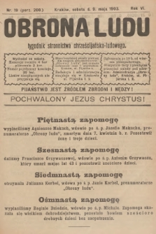 Obrona Ludu : tygodnik Stronnictwa Chrześcijańsko-Ludowego. R.6, 1903, nr 19