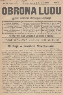 Obrona Ludu : tygodnik Stronnictwa Chrześcijańsko-Ludowego. R.6, 1903, nr 28- [przed konfiskatą]