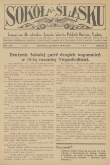 Sokół na Śląsku : czasopismo dla członków Związku Sokołów Polskich Dzielnicy Śląskiej. R.12, 1933, nr 12