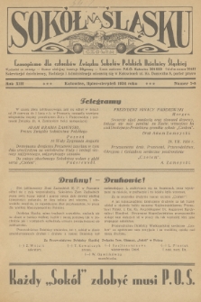 Sokół na Śląsku : czasopismo dla członków Związku Sokołów Polskich Dzielnicy Śląskiej. R.13, 1934, nr 7-8